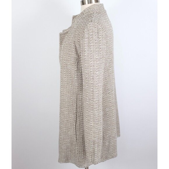 St John Collection sz 6 long jacket coat moss taupe knit open front - Picture 4 of 8